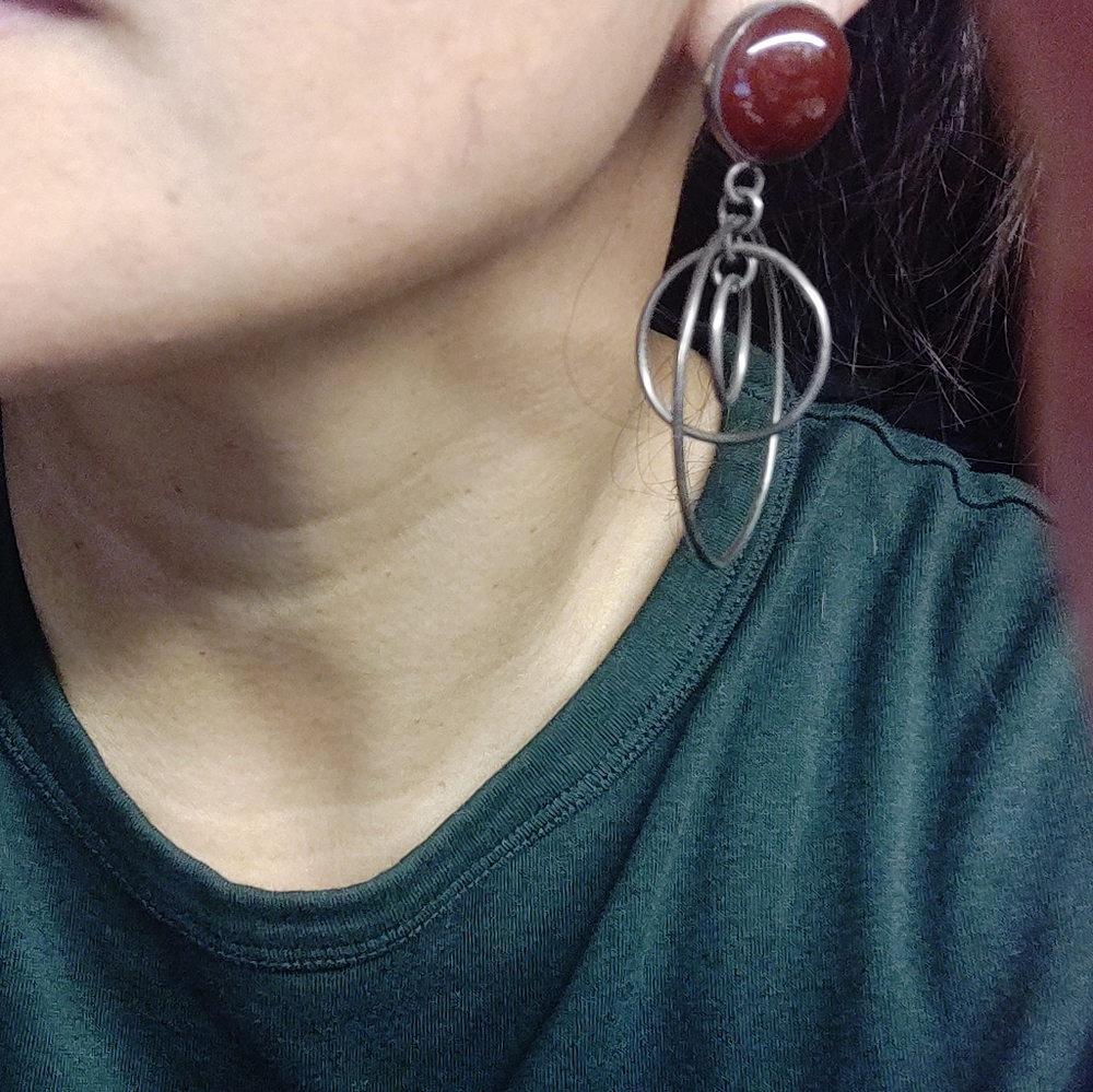 Vintage Hoop Dangling Sterling Silver Earrings - Picture 4 of 4